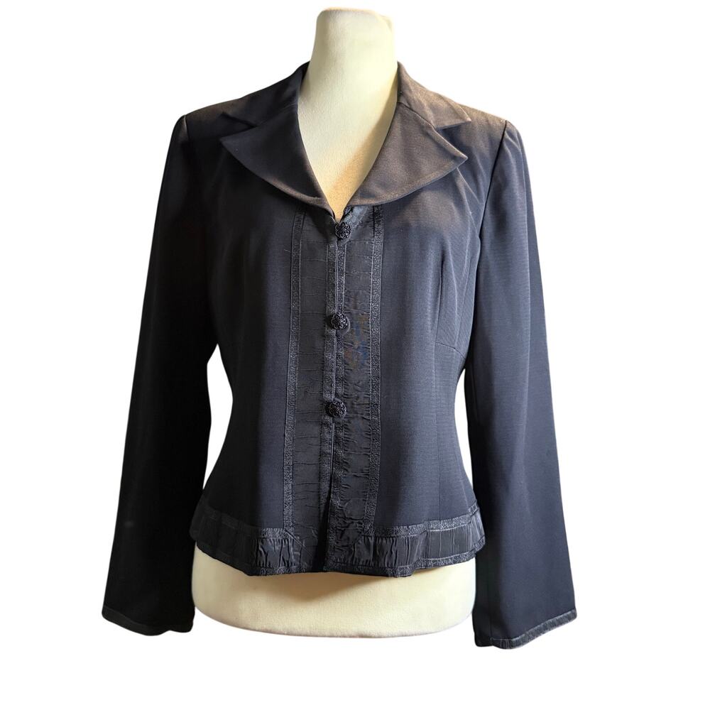 Nanette Lepore Petites Vintage Gothic Victorian Tailored Blazer, Black, Size 10P